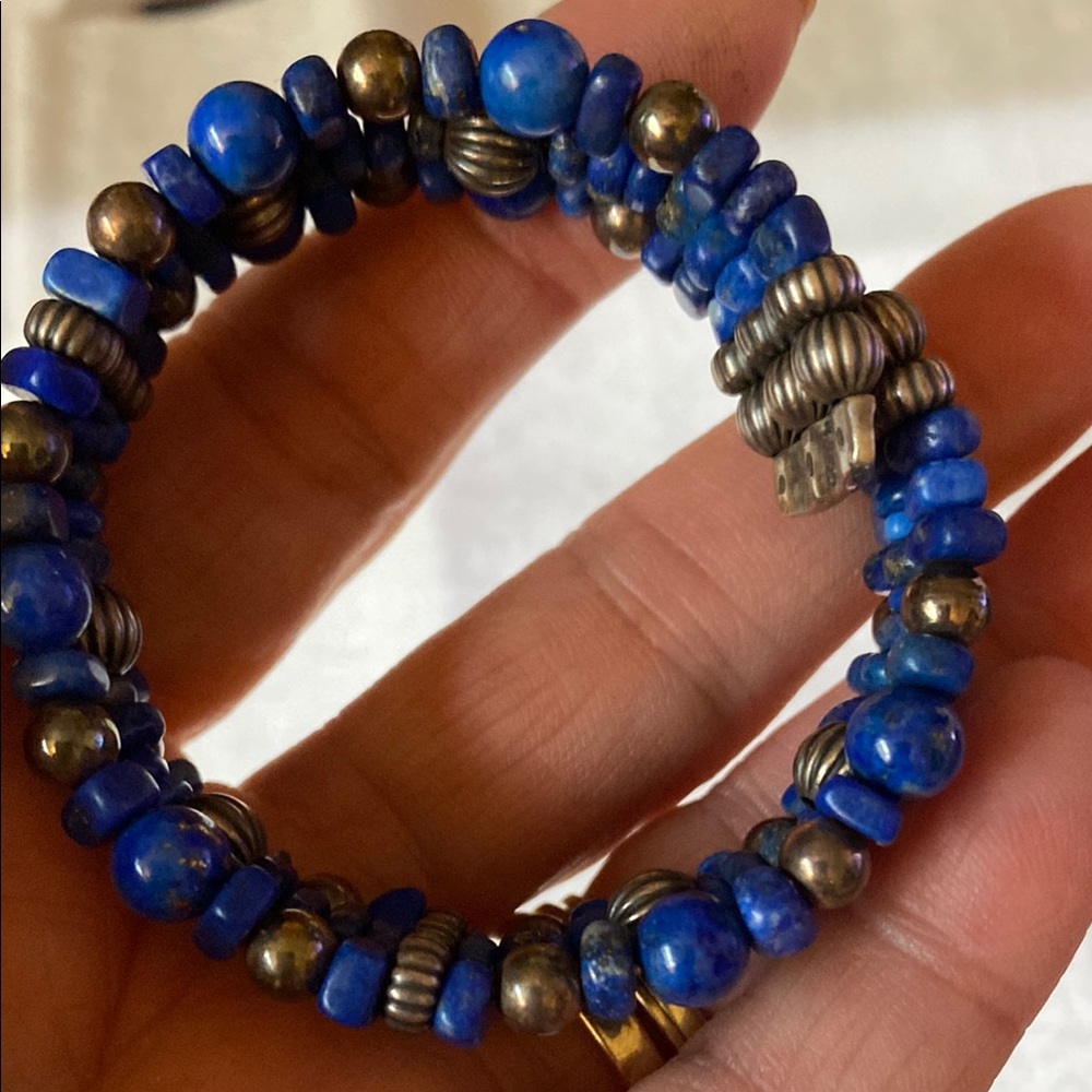 Blue and Silver Beaded Bracelet - Picture 6 of 7